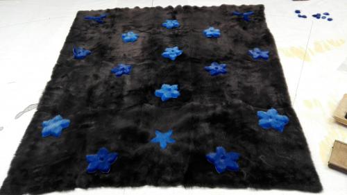 Coperta castorino con intarsio visone